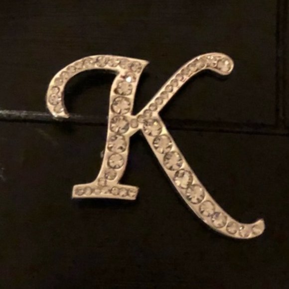 Letter K Rhinestone Brooch/Lapel Pin - Picture 11 of 15